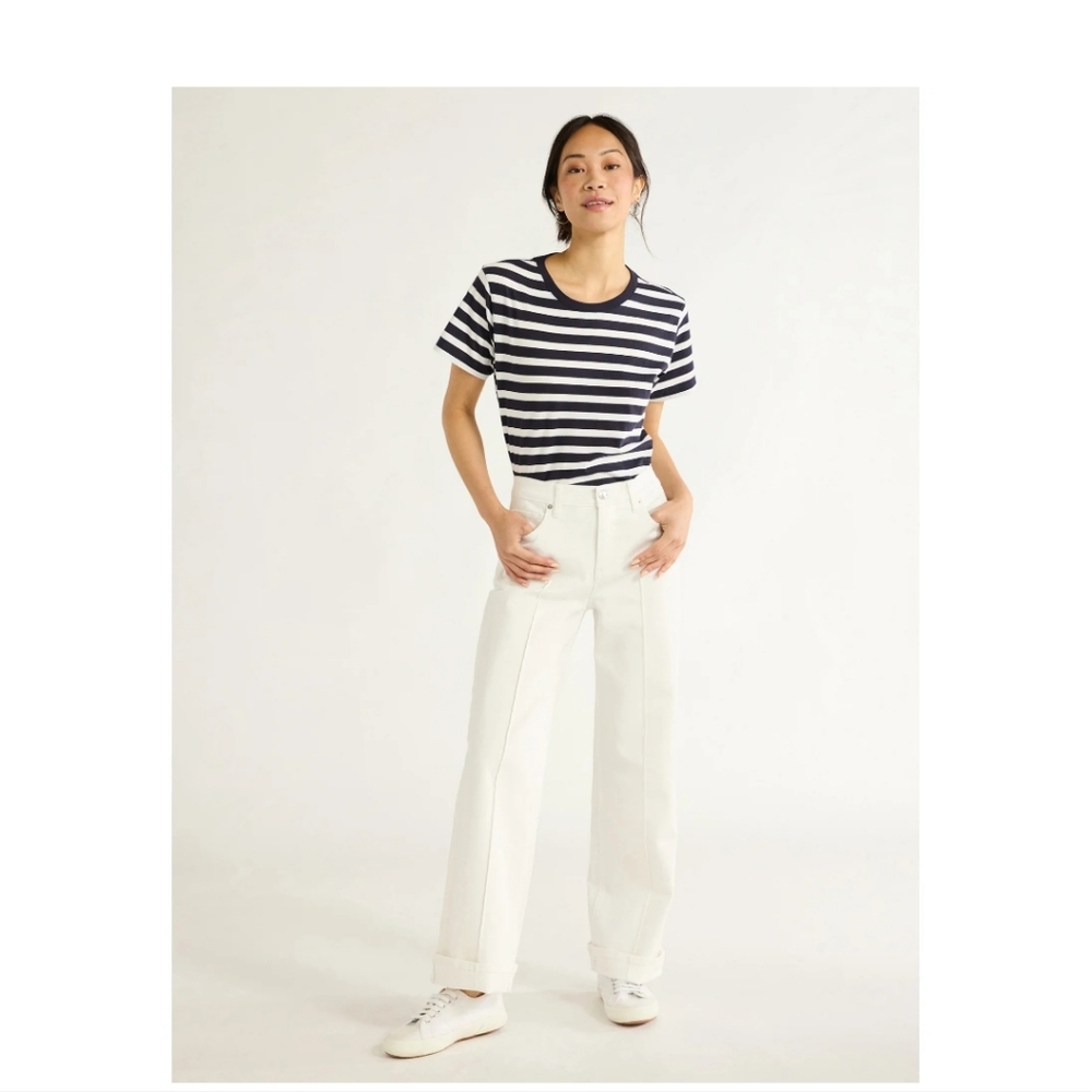 Women's Free Assembly White Cuffed Jeans